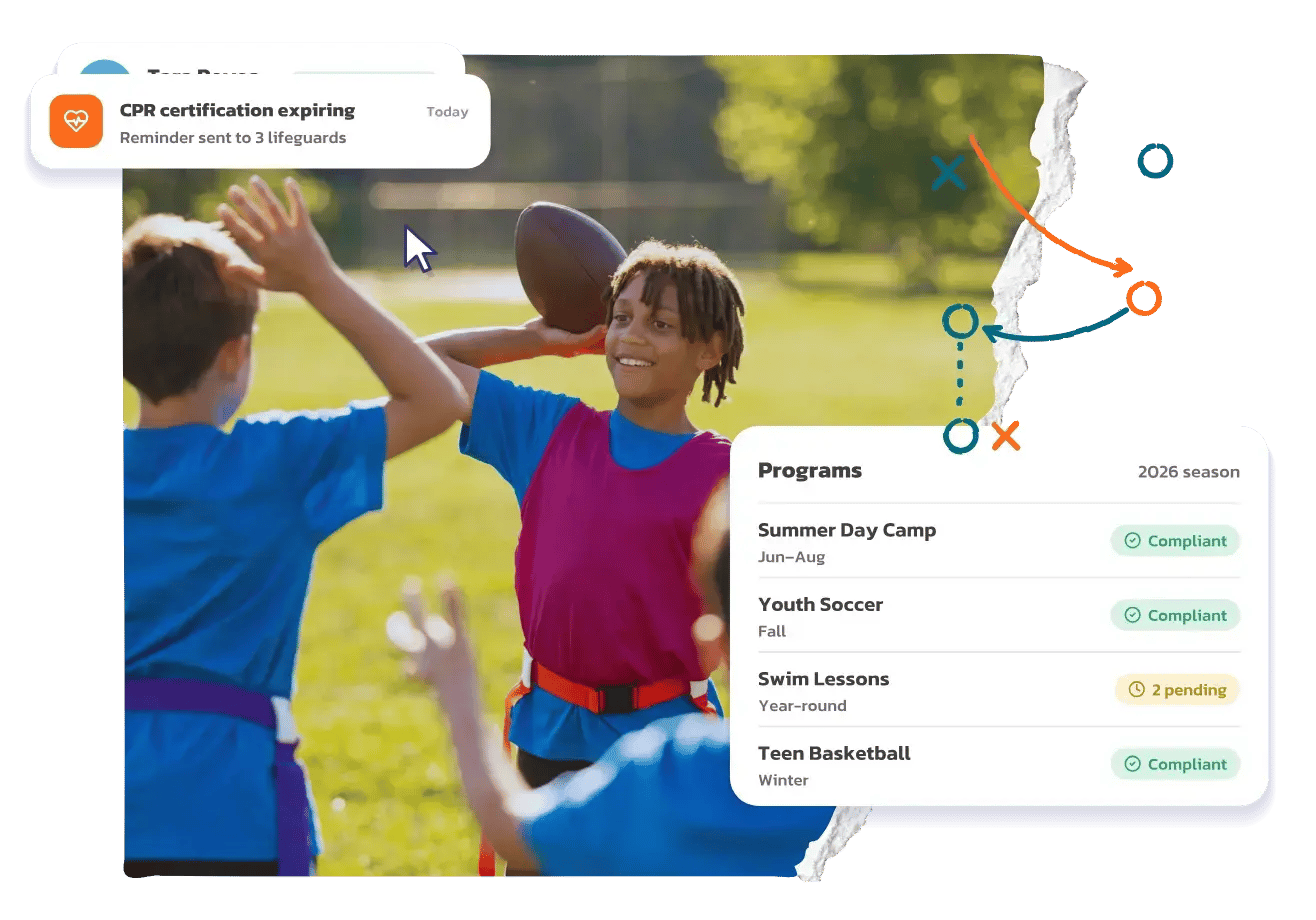Collage of Ankored imagery and parks and rec flag football program